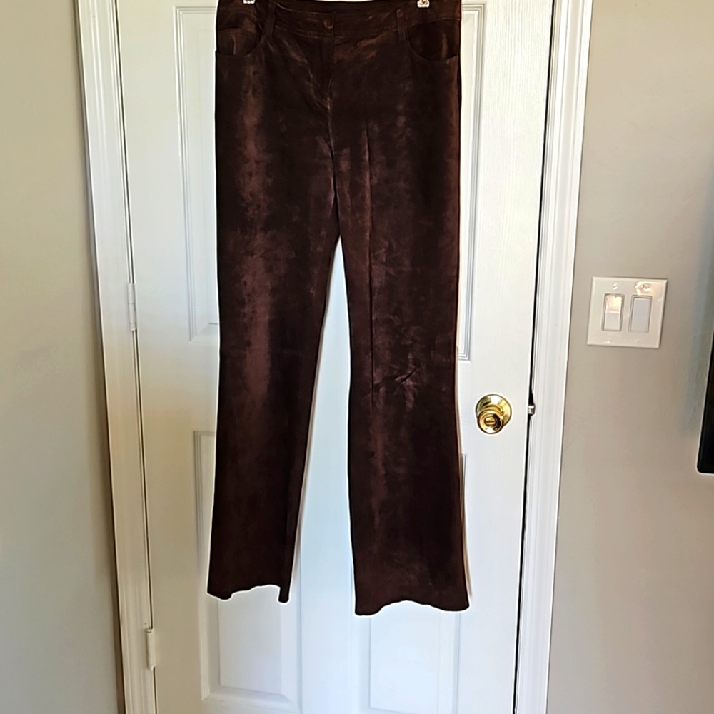 Context leather suede pants
